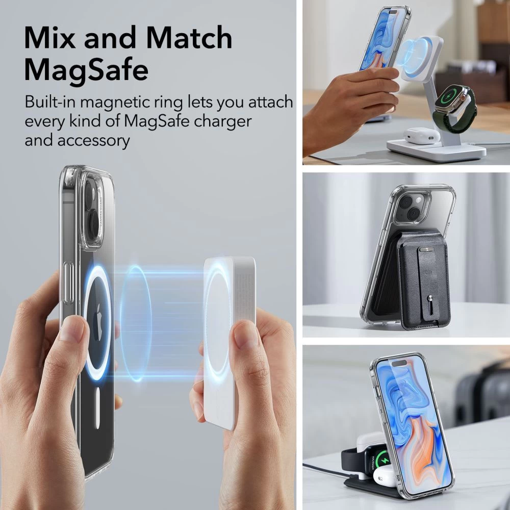 Apple iPhone 15 Plus vāciņš caurspīdīgs ESR CLASSIC HYBRID HALOLOCK MAGSAFE
