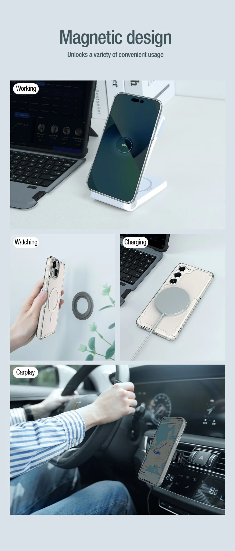 Apple iPhone 15 Plus vāciņš caurspīdīgs NILLKIN TPU PRO MAGNETIC