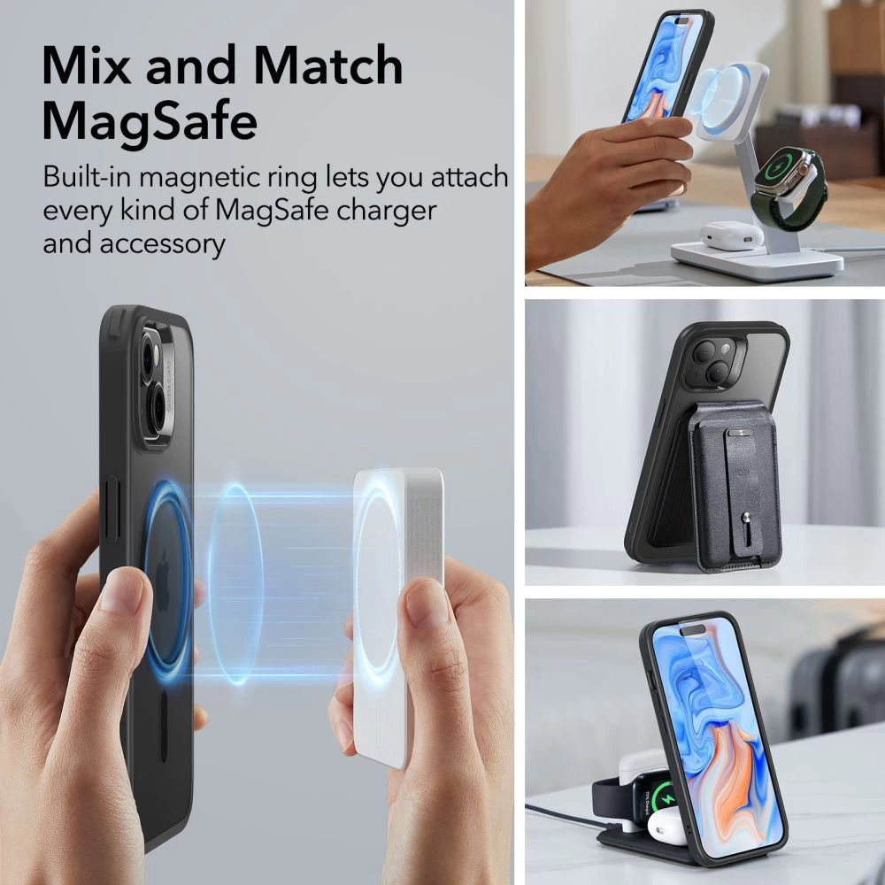 Apple iPhone 15 Plus vāciņš melns ESR CLASSIC HYBRID HALOLOCK MAGSAFE
