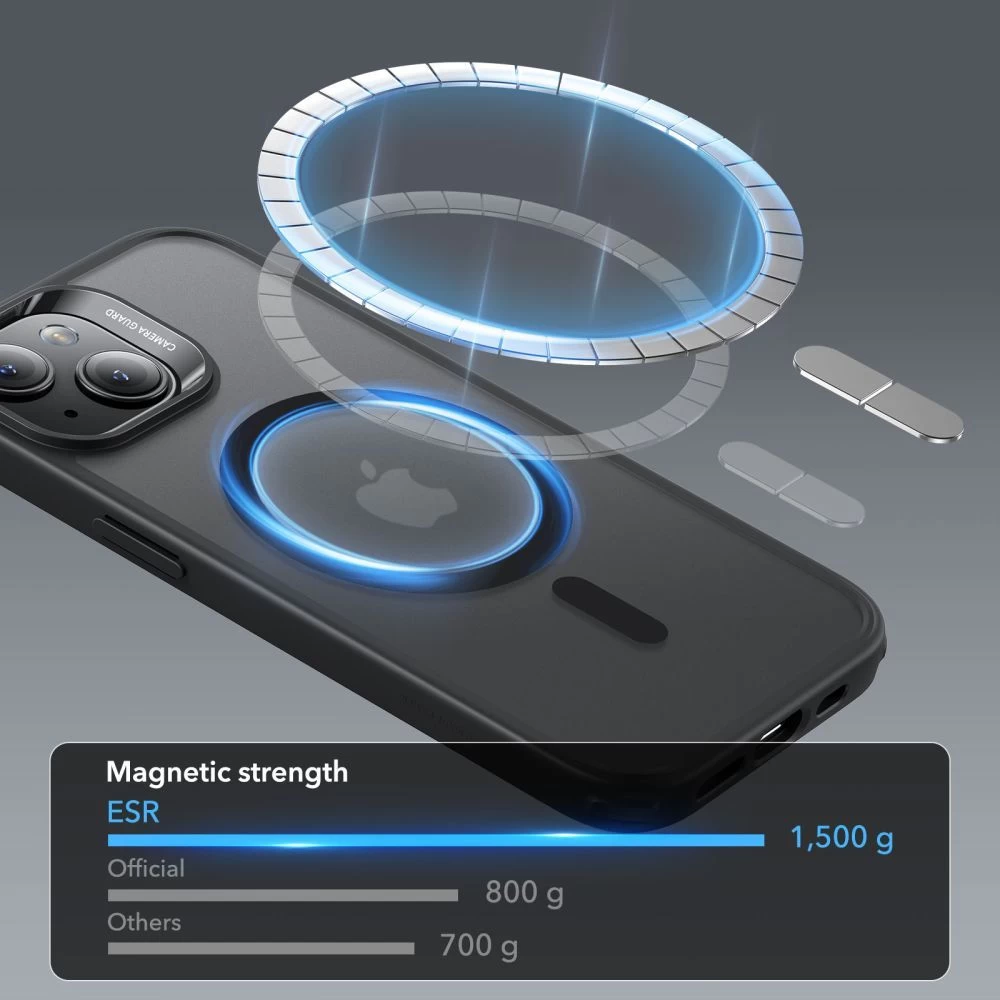 Apple iPhone 15 Plus vāciņš melns ESR CLASSIC HYBRID HALOLOCK MAGSAFE