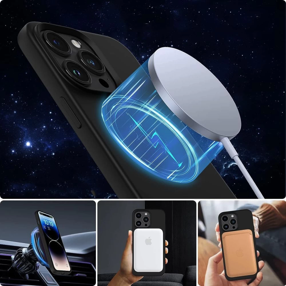 Apple iPhone 15 Plus vāciņš melns TECH-PROTECT SILICONE MAGSAFE