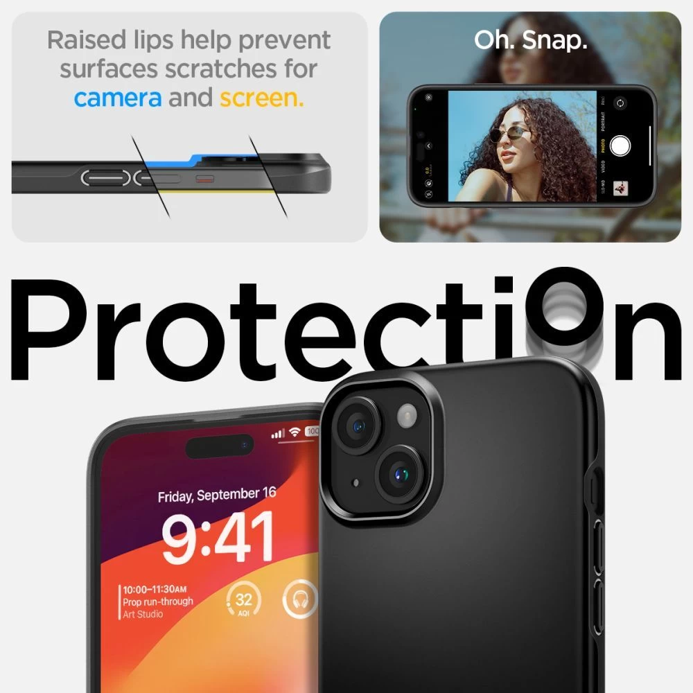 Apple iPhone 15 Plus vāciņš melns SPIGEN THIN FIT