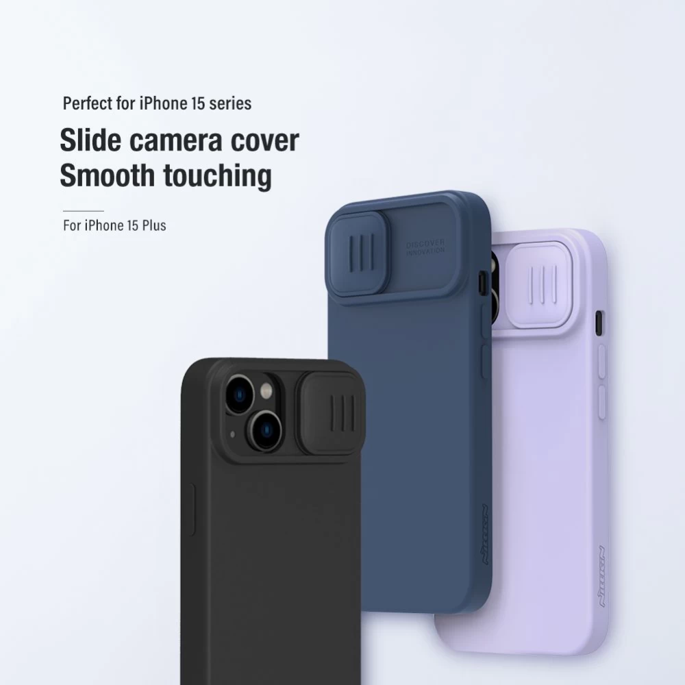 Apple iPhone 15 Plus vāciņš melns NILLKIN CAMSHIELD SILKY SILICON
