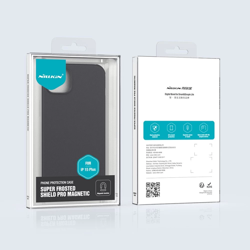 Apple iPhone 15 Plus vāciņš melns NILLKIN SUPER FROSTED SHIELD PRO MAGNETIC