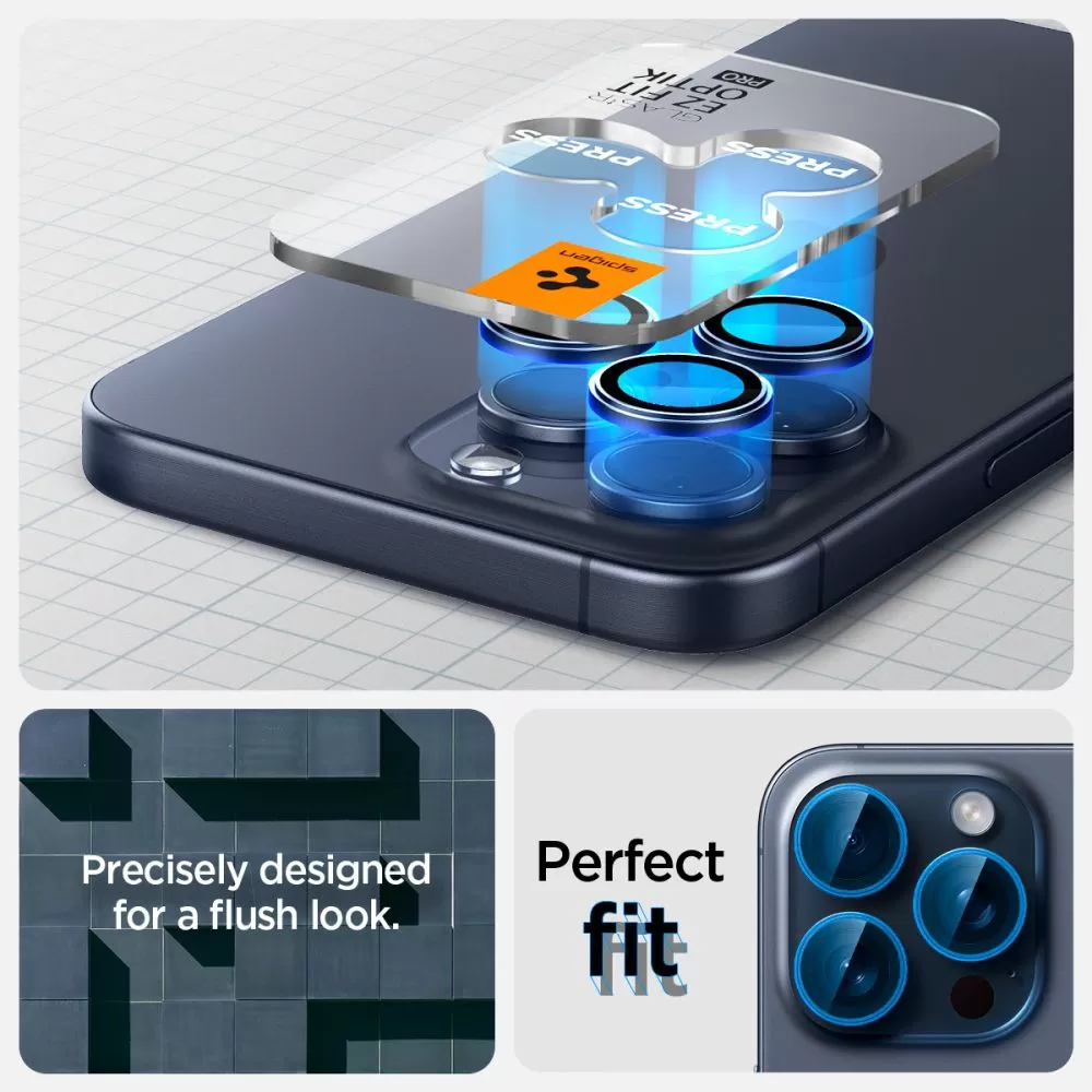 Apple iPhone 15 Pro aizsargstikls  SPIGEN OPTIK.TR ”EZ FIT” CAMERA PROTECTOR 2-PACK