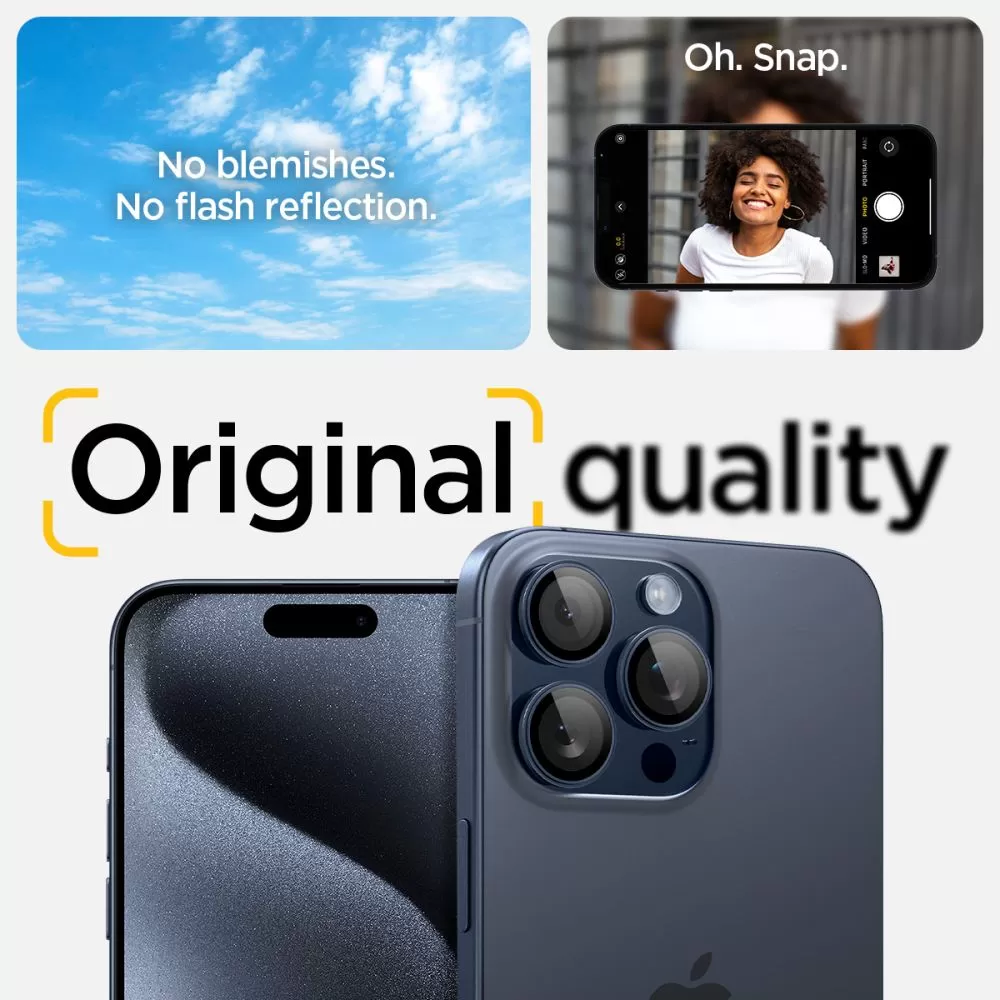 Apple iPhone 15 Pro aizsargstikls  SPIGEN OPTIK.TR ”EZ FIT” CAMERA PROTECTOR 2-PACK