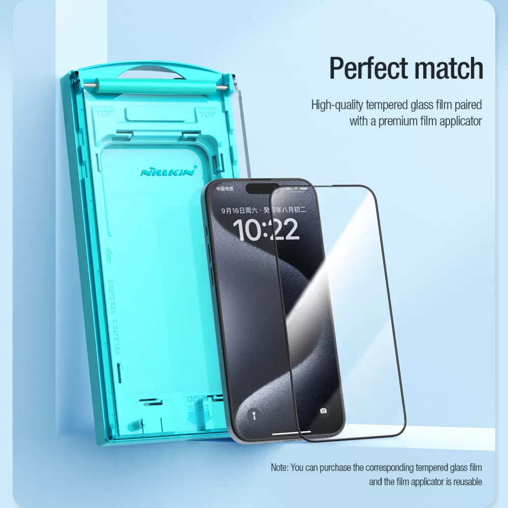 Apple iPhone 15 Pro aizsargstikls melns NILLKIN EZ SET (1PC)