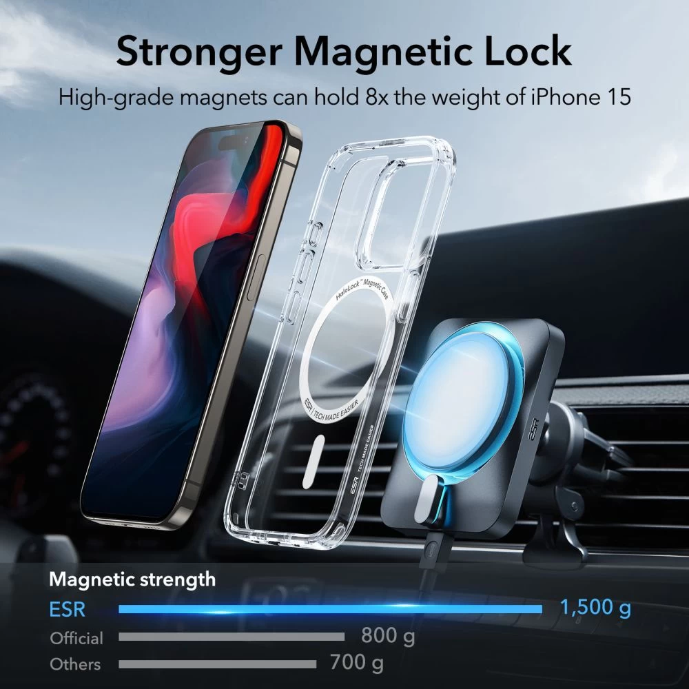 Apple iPhone 15 Pro skal transparent ESR CLASSIC HYBRID HALOLOCK MAGSAFE
