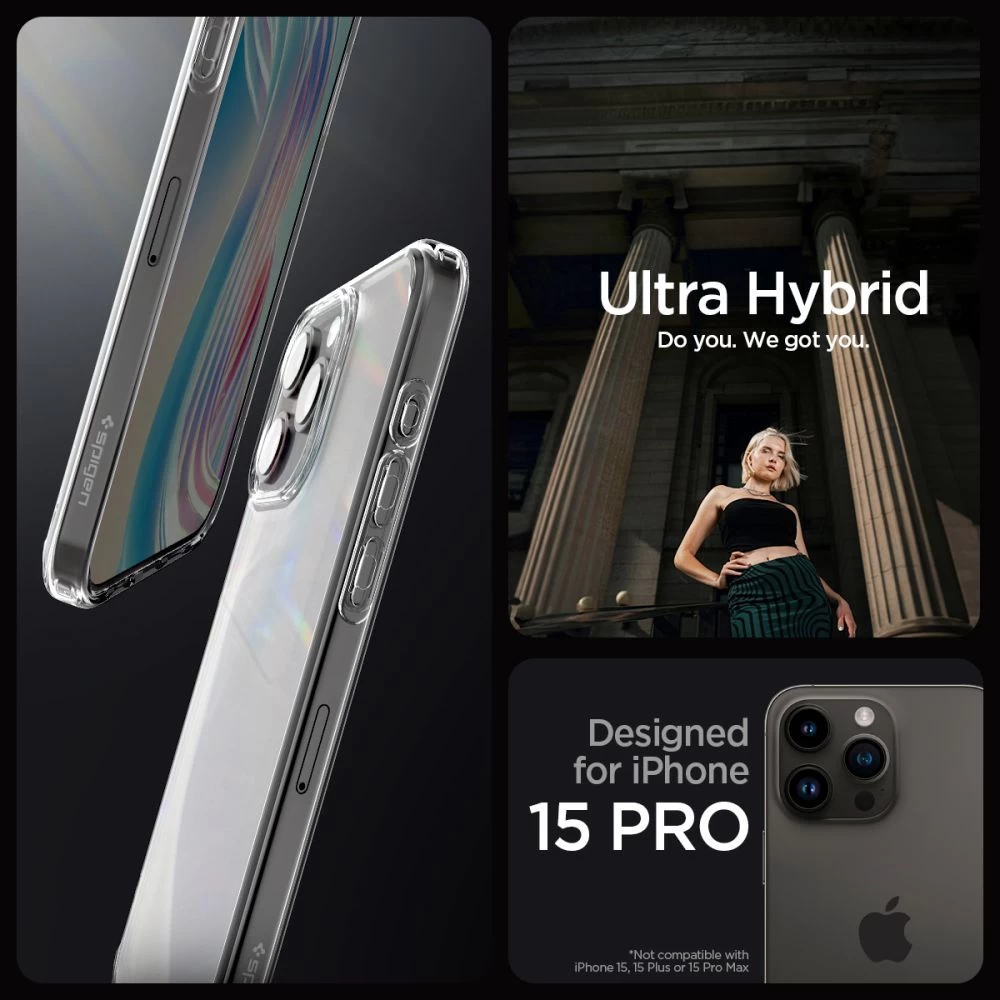 Apple iPhone 15 Pro vāciņš caurspīdīgs SPIGEN ULTRA HYBRID