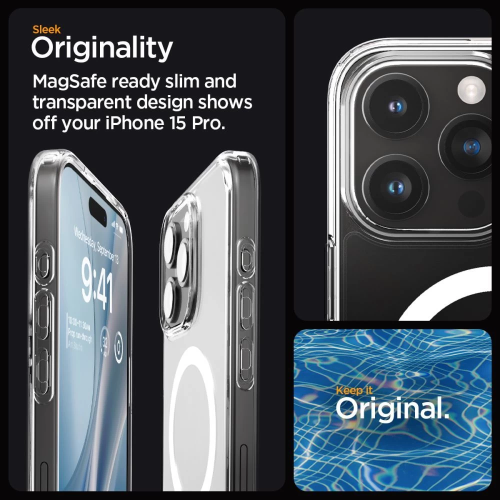 Apple iPhone 15 Pro vāciņš caurspīdīgs SPIGEN ULTRA HYBRID MAG MAGSAFE