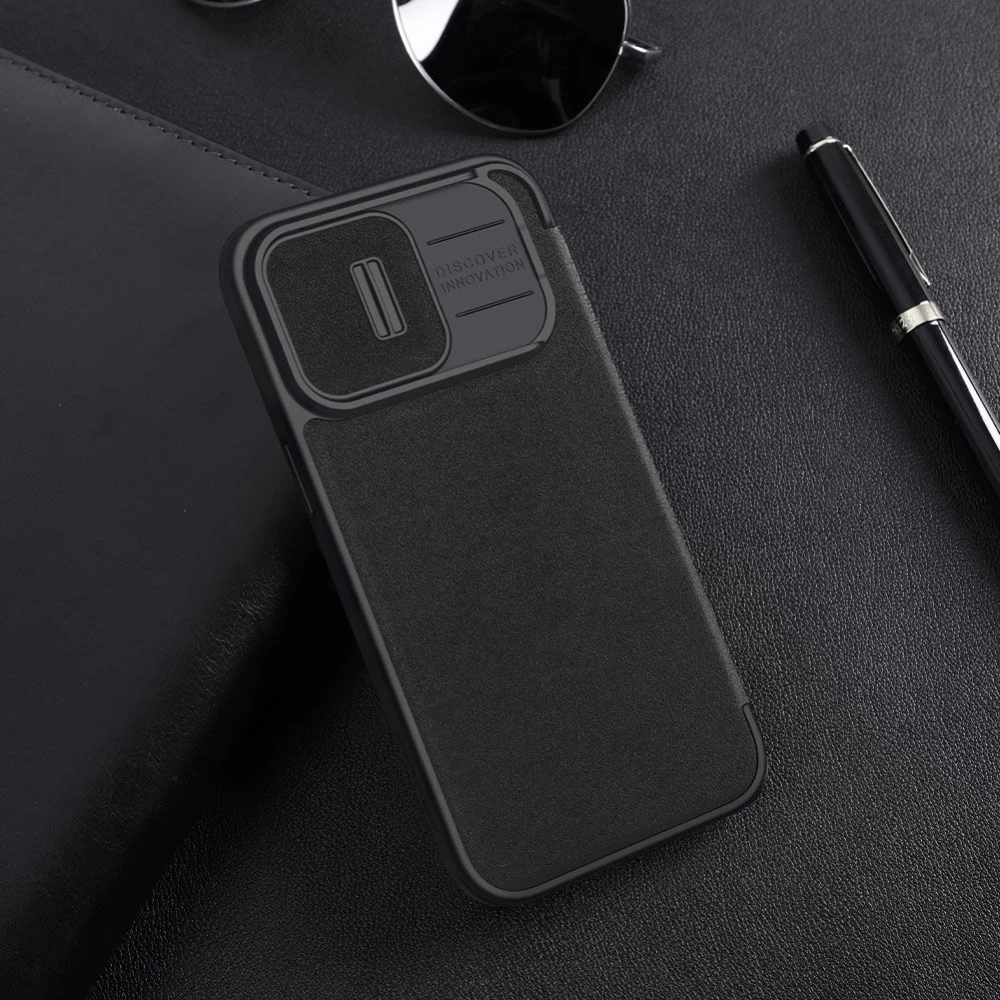 Apple iPhone 15 Pro чехол серый NILLKIN QIN PRO LEATHER (CLOTH VERSION)