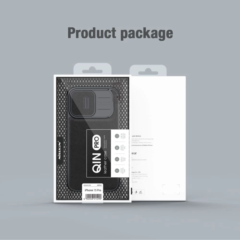 Apple iPhone 15 Pro чехол серый NILLKIN QIN PRO LEATHER (CLOTH VERSION)