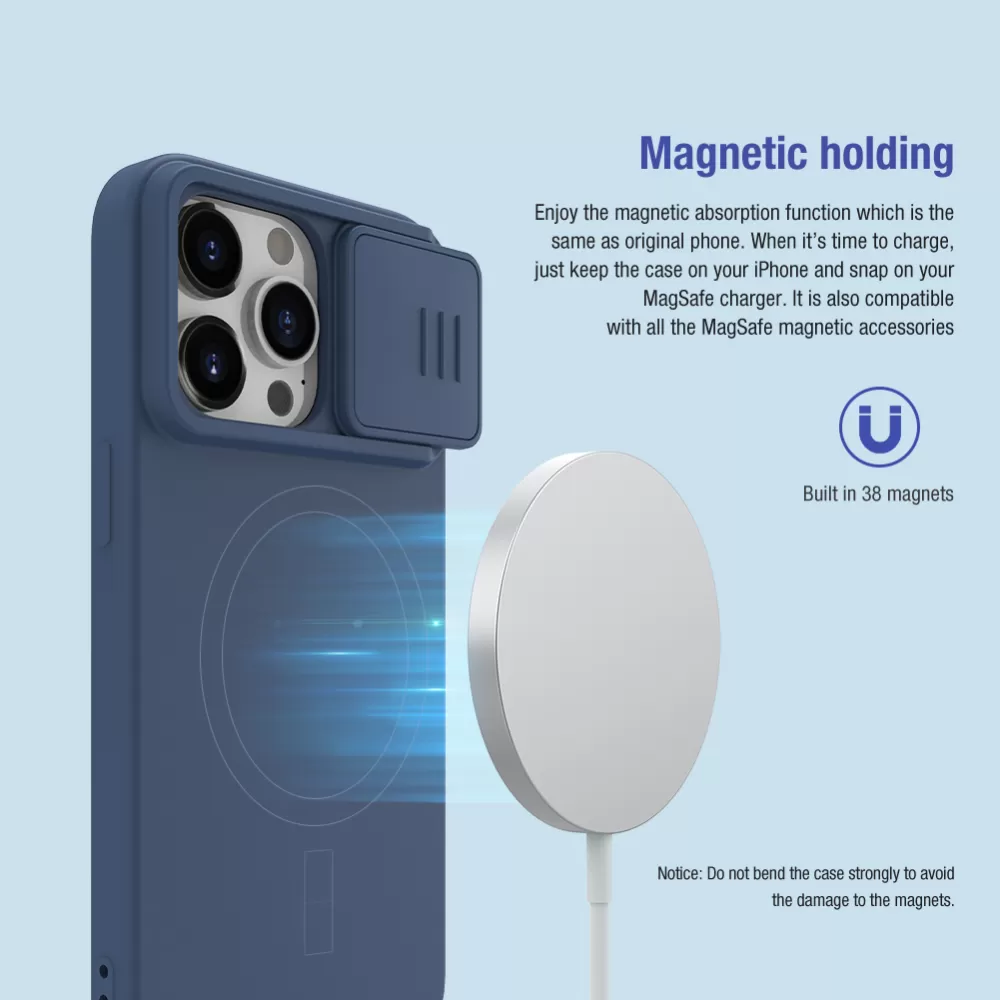 Apple iPhone 15 Pro чехол серый NILLKIN CAMSHIELD SILKY MAGNETIC SILICON