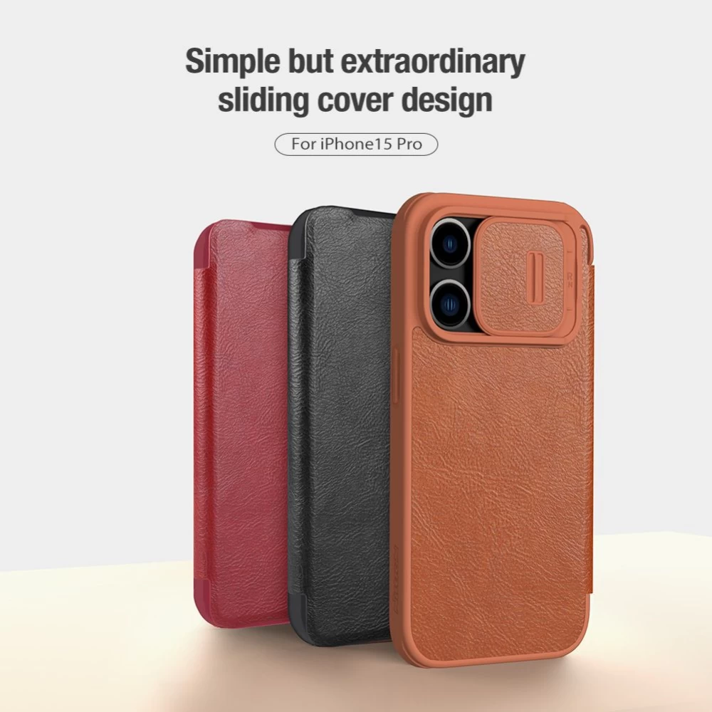 Apple iPhone 15 Pro fodral röd NILLKIN QIN PRO LEATHER
