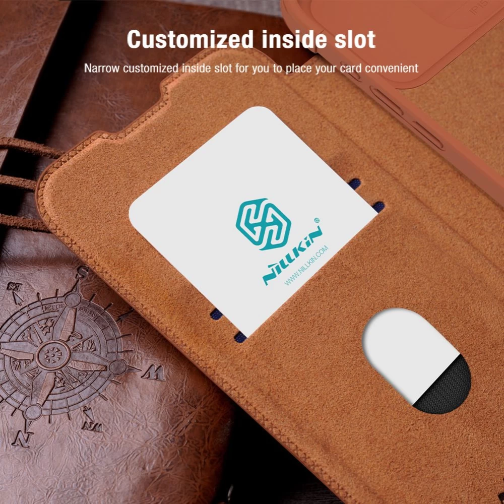 Apple iPhone 15 Pro fodral röd NILLKIN QIN PRO LEATHER
