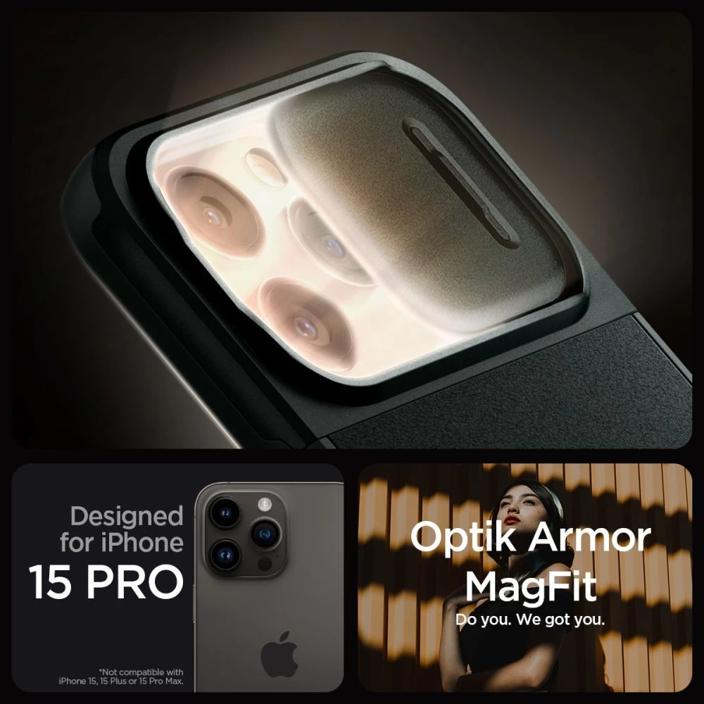 Apple iPhone 15 Pro vāciņš zaļš SPIGEN OPTIK ARMOR MAG MAGSAFE