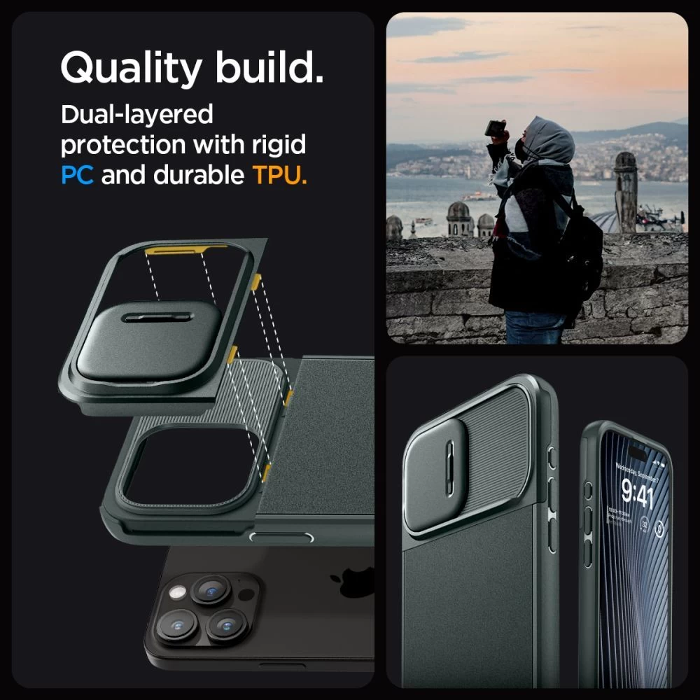 Apple iPhone 15 Pro vāciņš zaļš SPIGEN OPTIK ARMOR MAG MAGSAFE
