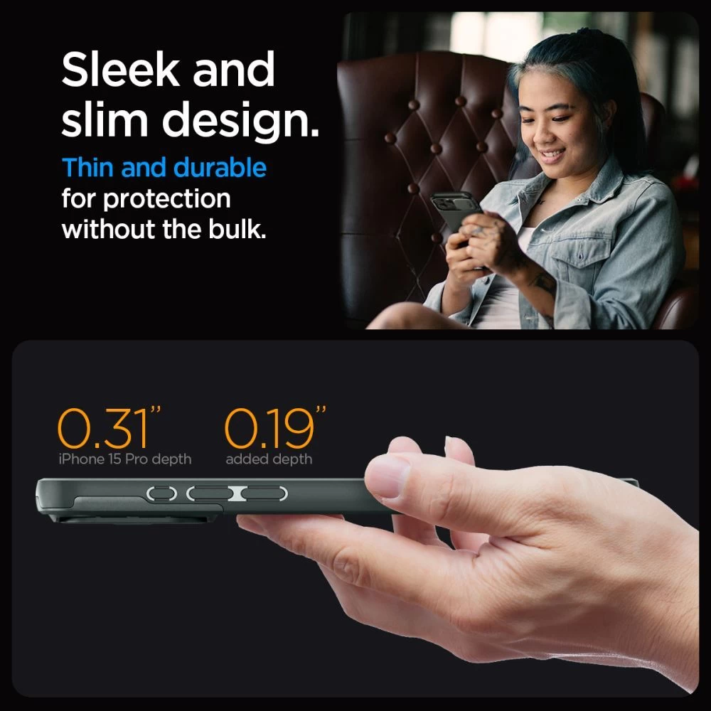 Apple iPhone 15 Pro vāciņš zaļš SPIGEN OPTIK ARMOR MAG MAGSAFE
