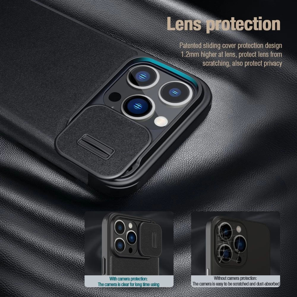 Apple iPhone 15 Pro fodral grön NILLKIN QIN PRO LEATHER (PLAIN VERSION)