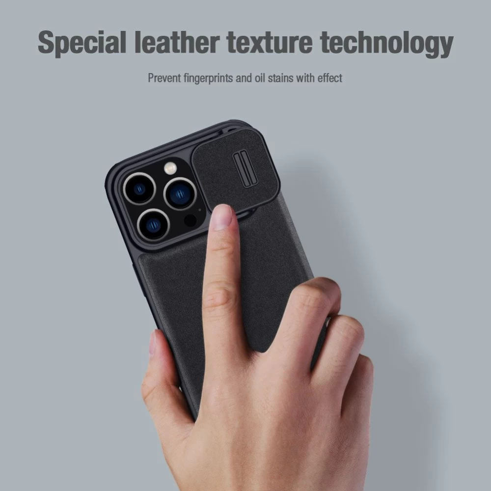 Apple iPhone 15 Pro fodral grön NILLKIN QIN PRO LEATHER (PLAIN VERSION)