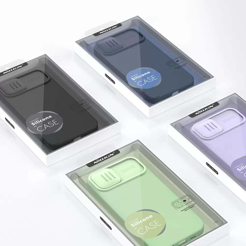 Apple iPhone 15 Pro skal grön NILLKIN CAMSHIELD SILKY MAGNETIC SILICON