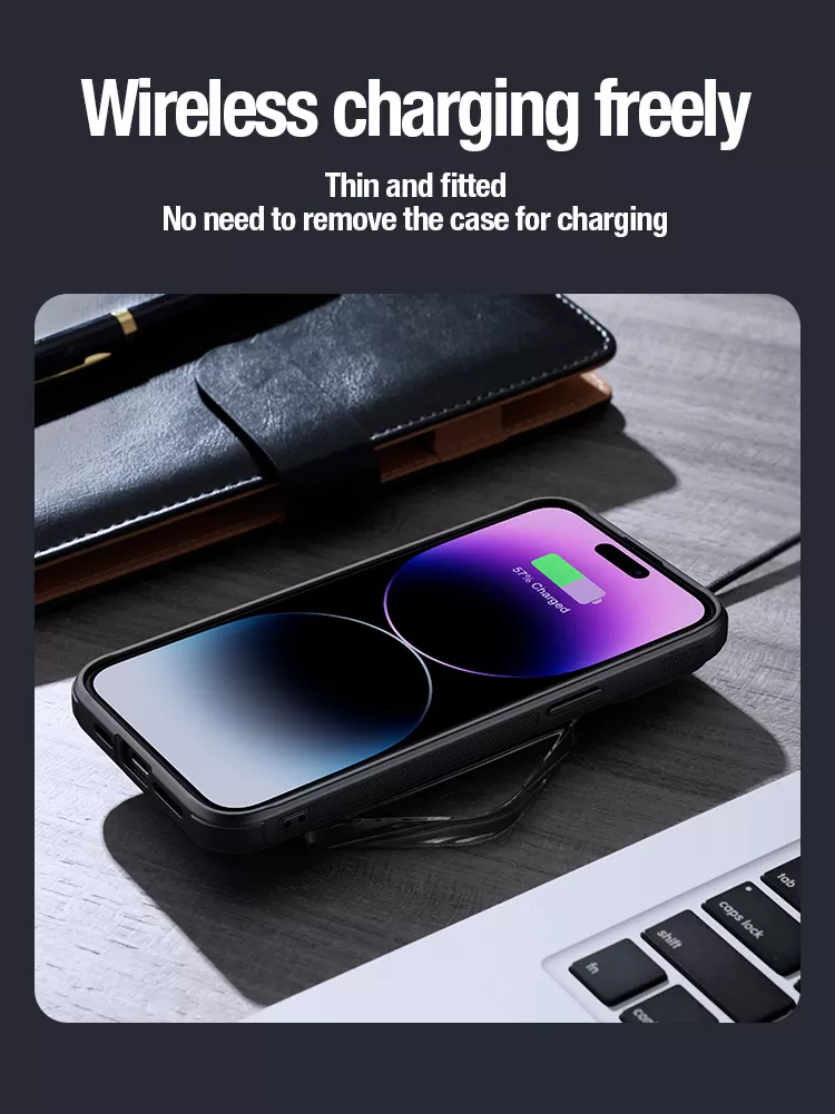 Apple iPhone 15 Pro suojakuori vihreä NILLKIN CAMSHIELD PROP LEATHER