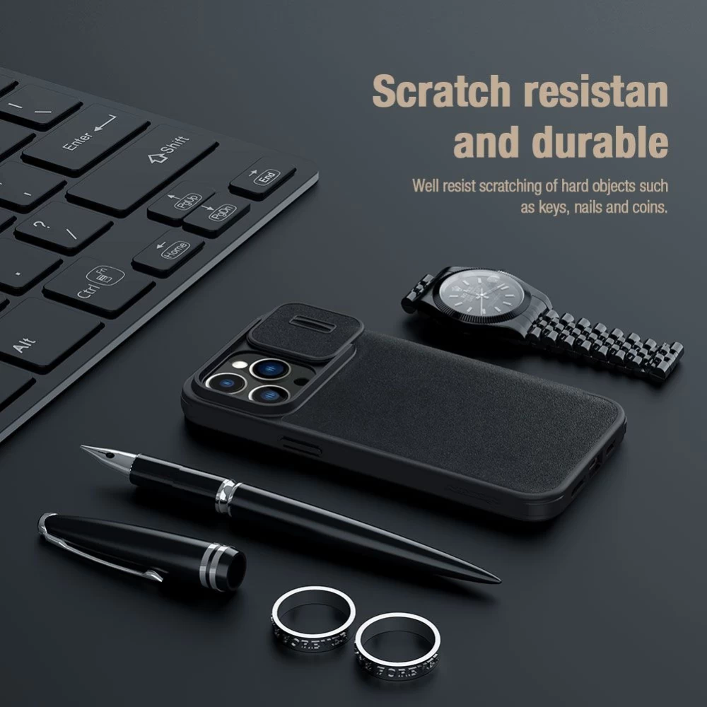 Apple iPhone 15 Pro чехол синий NILLKIN QIN PRO LEATHER (CLOTH VERSION)