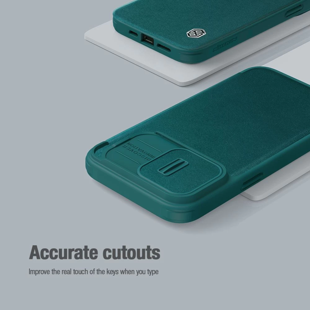 Apple iPhone 15 Pro чехол синий NILLKIN QIN PRO LEATHER (CLOTH VERSION)