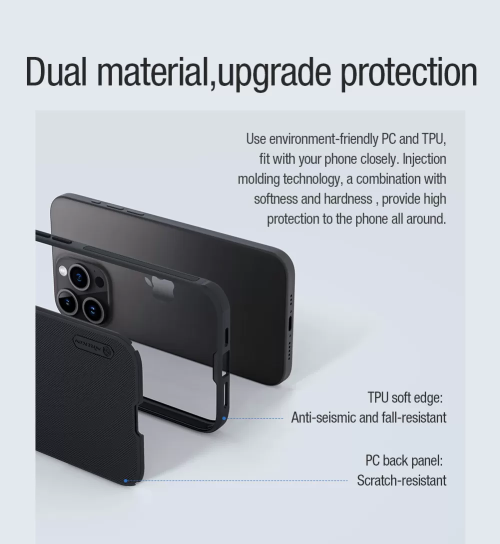 Apple iPhone 15 Pro skal blå NILLKIN SUPER FROSTED SHIELD PRO MAGNETIC