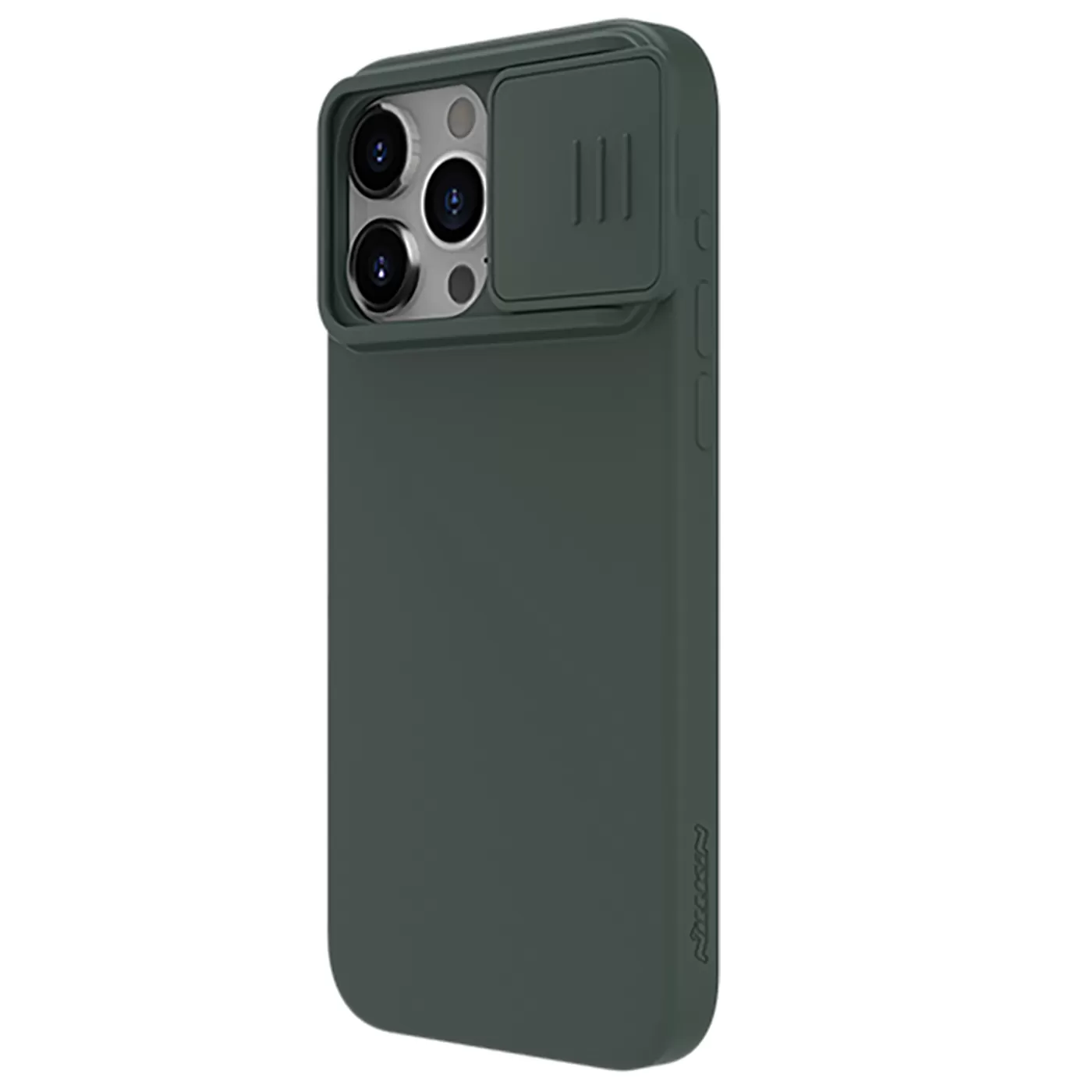 Apple iPhone 15 Pro skal grön NILLKIN CAMSHIELD SILKY MAGNETIC SILICON