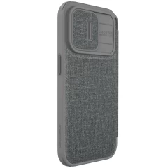 Apple iPhone 15 Pro чехол серый NILLKIN QIN PRO LEATHER (CLOTH VERSION)