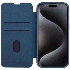 Apple iPhone 15 Pro чехол синий NILLKIN QIN PRO LEATHER (CLOTH VERSION)