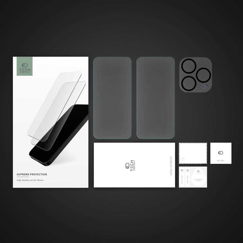 Apple iPhone 15 Pro Max apsauginis stiklas  TECH-PROTECT SUPREME SET