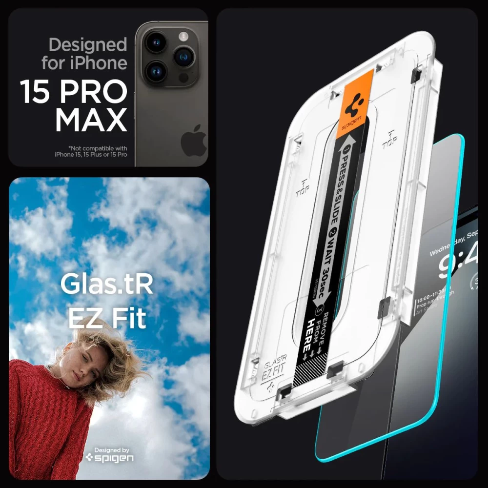 Apple iPhone 15 Pro Max Tempered glass  SPIGEN GLAS.TR ”EZ FIT” 2-PACK