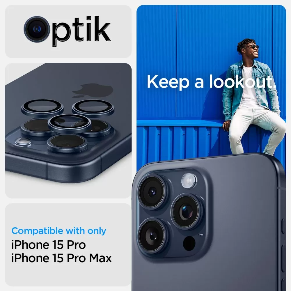 Apple iPhone 15 Pro Max apsauginis stiklas  SPIGEN OPTIK.TR ”EZ FIT” CAMERA PROTECTOR 2-PACK