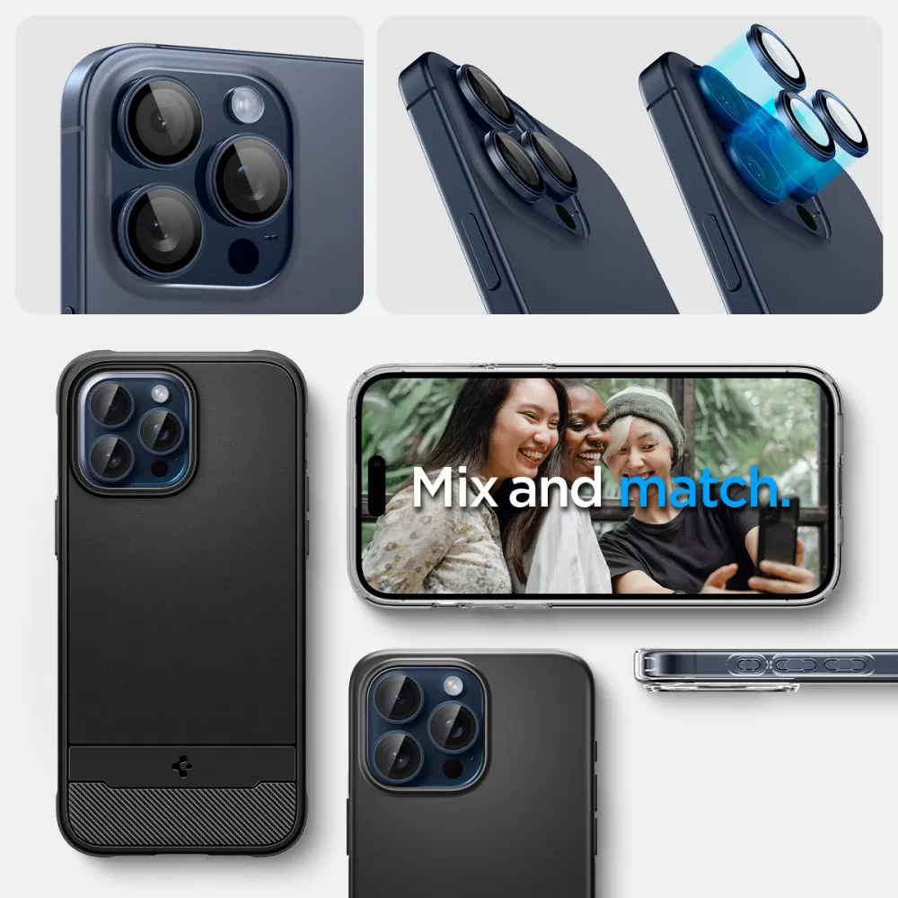 Apple iPhone 15 Pro Max apsauginis stiklas  SPIGEN OPTIK.TR ”EZ FIT” CAMERA PROTECTOR 2-PACK