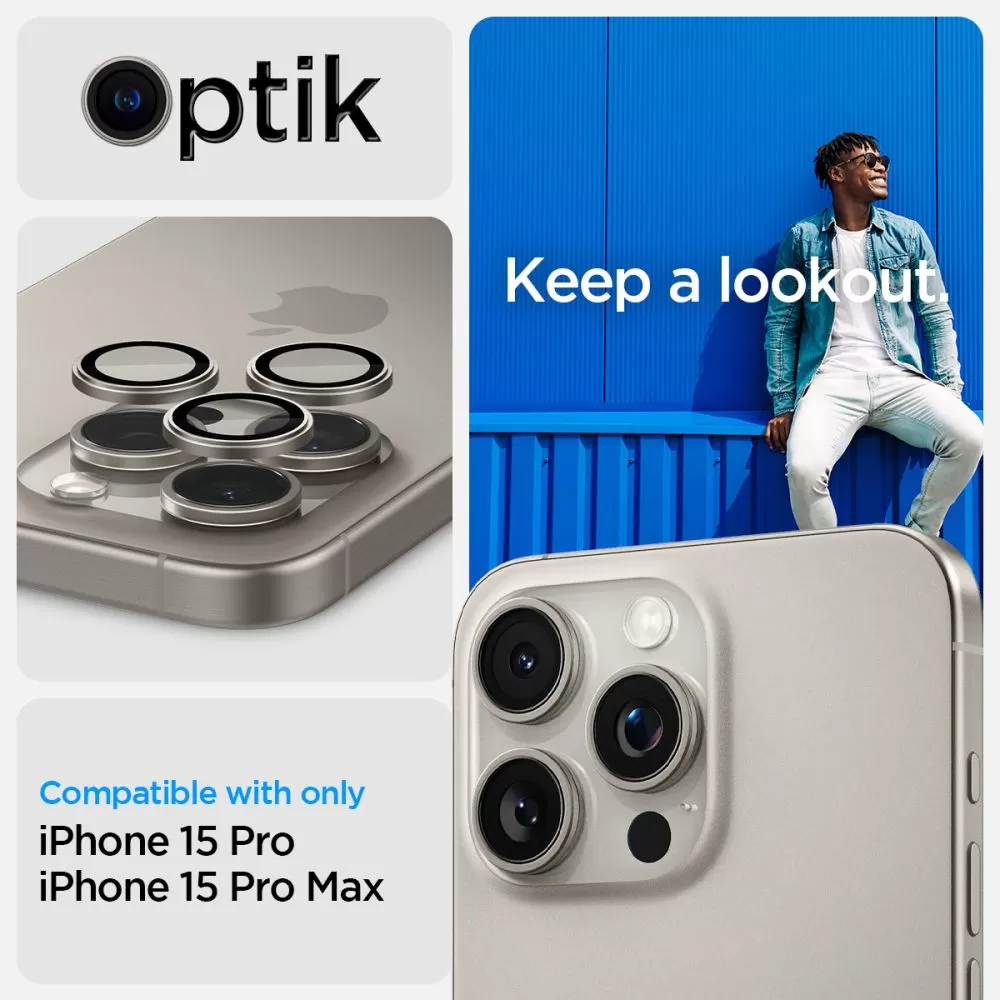 Apple iPhone 15 Pro Max apsauginis stiklas  SPIGEN OPTIK.TR ”EZ FIT” CAMERA PROTECTOR 2-PACK