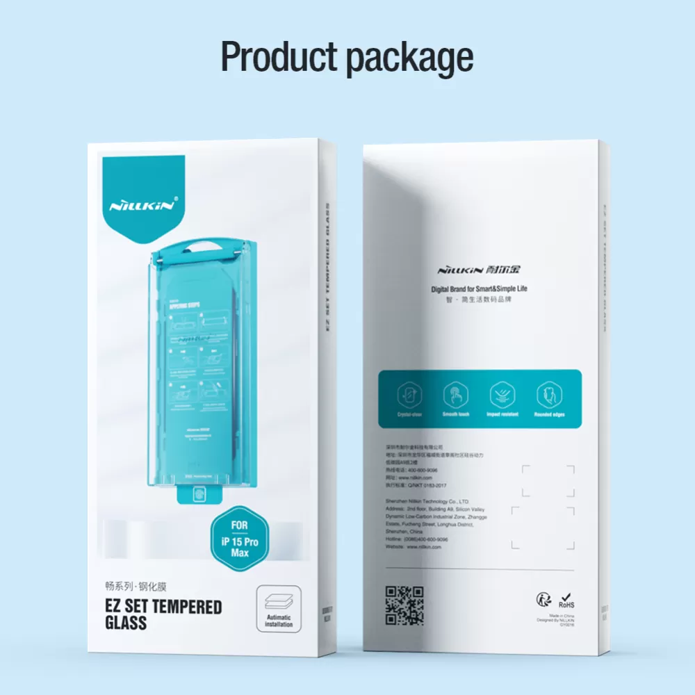 Apple iPhone 15 Pro Max apsauginis stiklas Juoda NILLKIN EZ SET (2PCS)