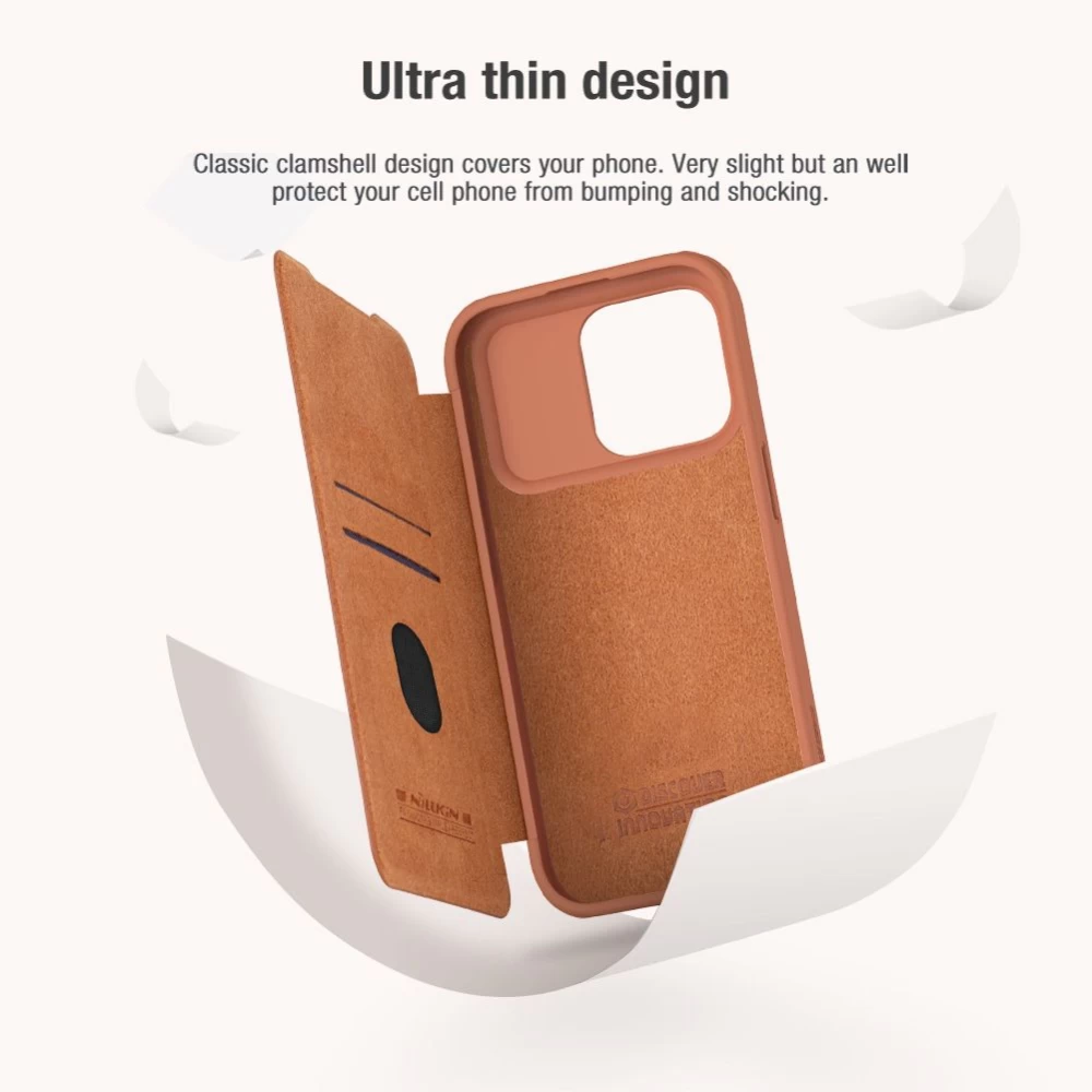 Apple iPhone 15 Pro Max suojakotelo ruskea NILLKIN QIN PRO LEATHER