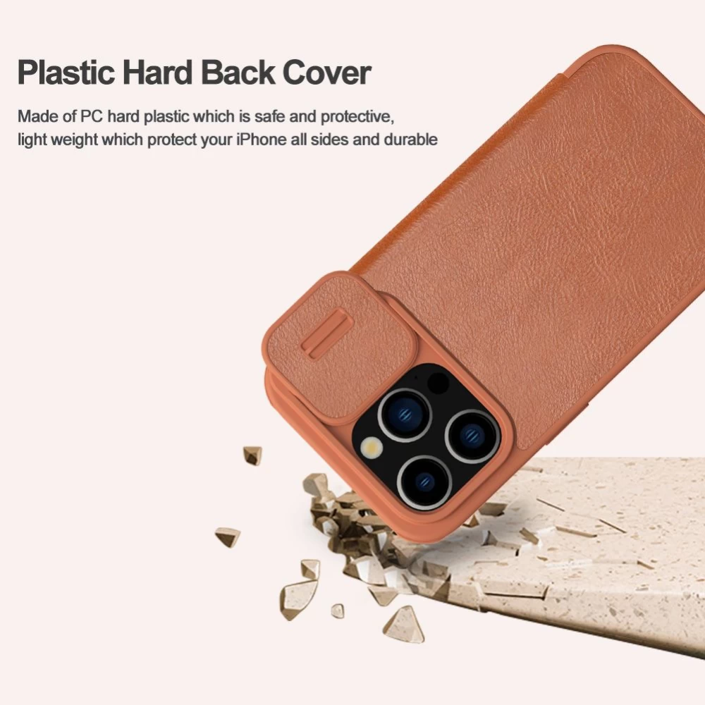Apple iPhone 15 Pro Max suojakotelo ruskea NILLKIN QIN PRO LEATHER