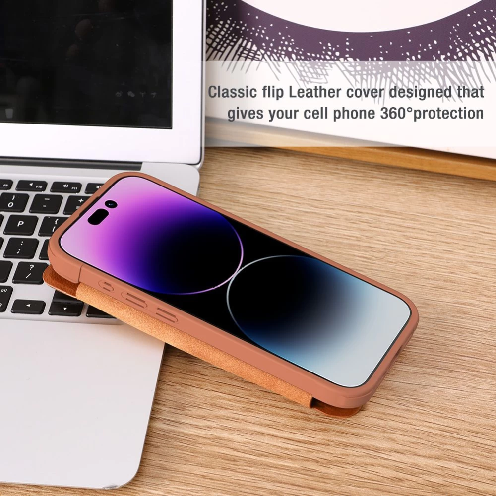 Apple iPhone 15 Pro Max suojakotelo ruskea NILLKIN QIN PRO LEATHER