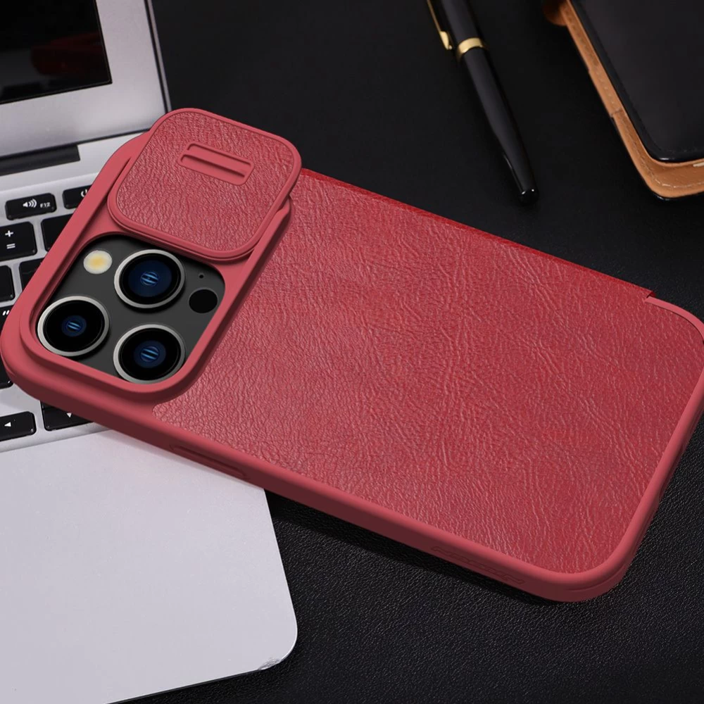 Apple iPhone 15 Pro Max suojakotelo ruskea NILLKIN QIN PRO LEATHER