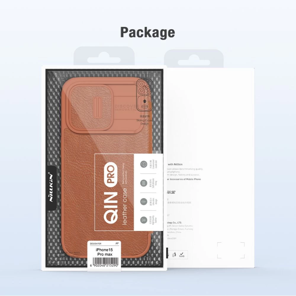 Apple iPhone 15 Pro Max suojakotelo ruskea NILLKIN QIN PRO LEATHER