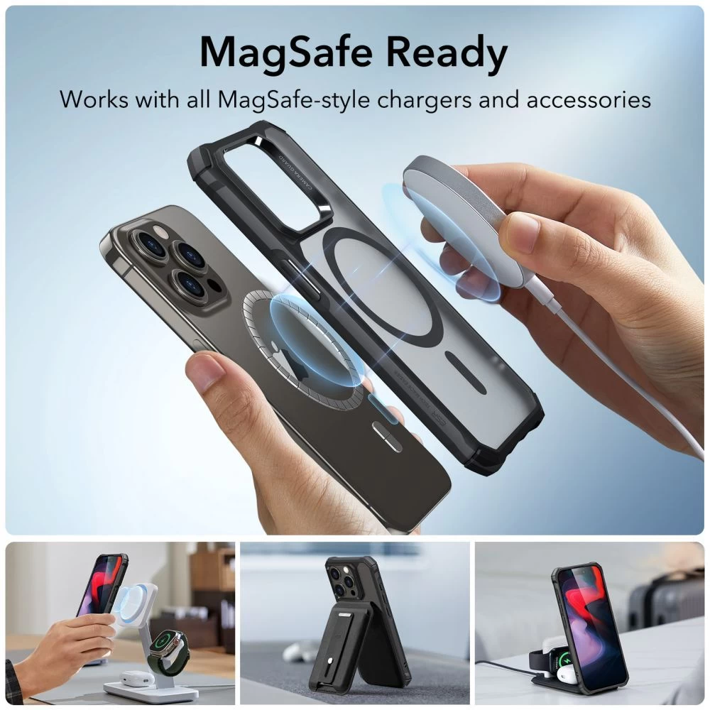 Apple iPhone 15 Pro Max suojakuori musta ESR AIR ARMOR HALOLOCK MAGSAFE