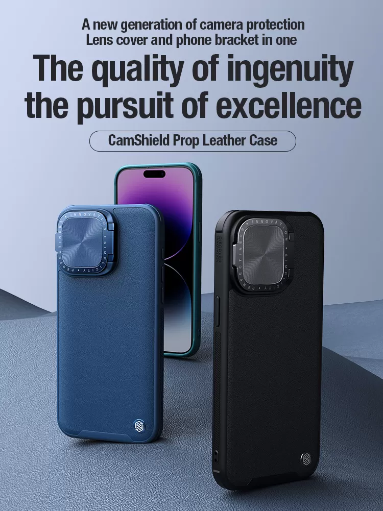 Apple iPhone 15 Pro Max suojakuori musta NILLKIN CAMSHIELD PROP LEATHER