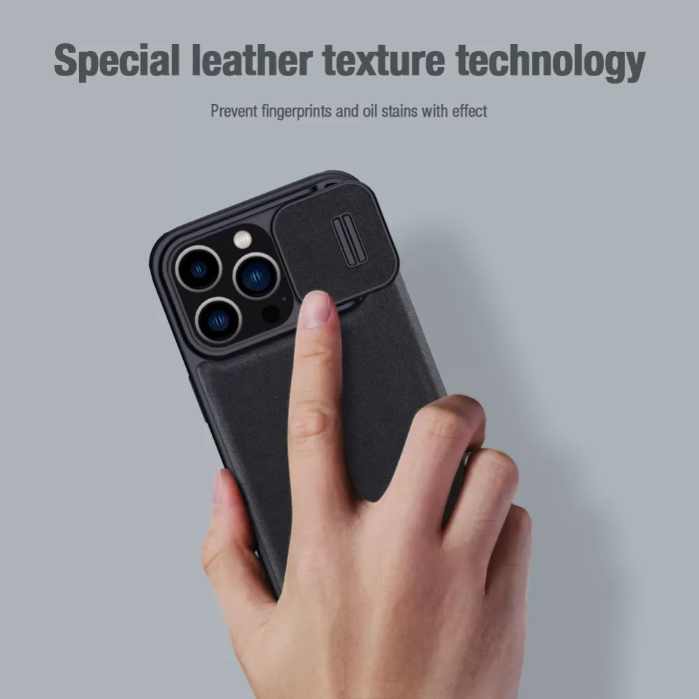 Apple iPhone 15 Pro Max suojakotelo vihreä NILLKIN QIN PRO LEATHER (PLAIN VERSION)