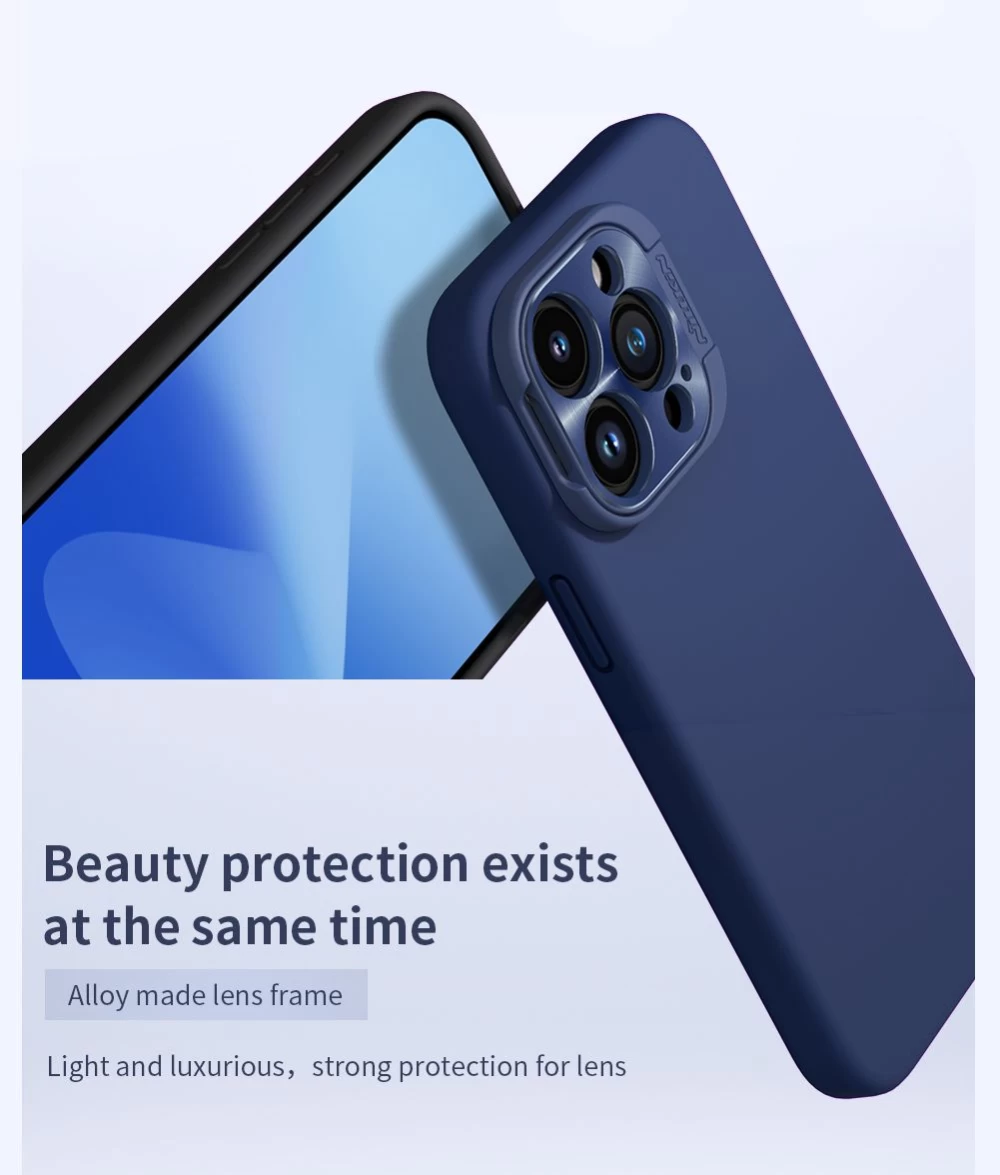 Apple iPhone 15 Pro Max suojakuori sininen NILLKIN LENSWING MAGNETIC