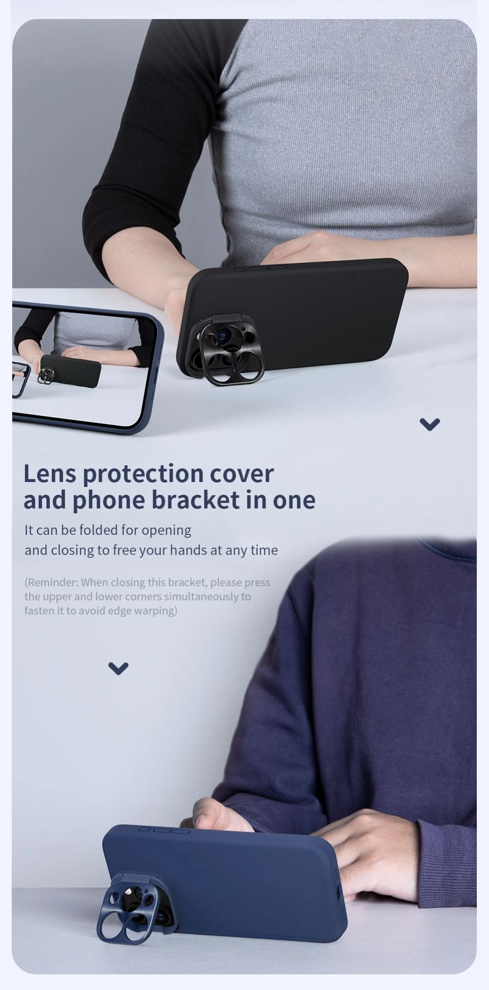 Apple iPhone 15 Pro Max suojakuori sininen NILLKIN LENSWING MAGNETIC