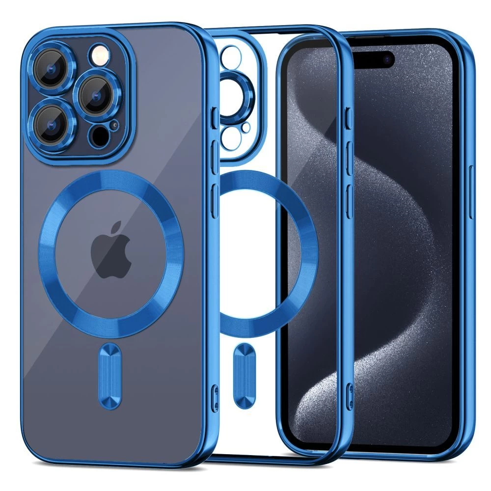 Apple iPhone 15 Pro Max Telefona vāciņš zils TECH-PROTECT MAGSHINE MAGSAFE