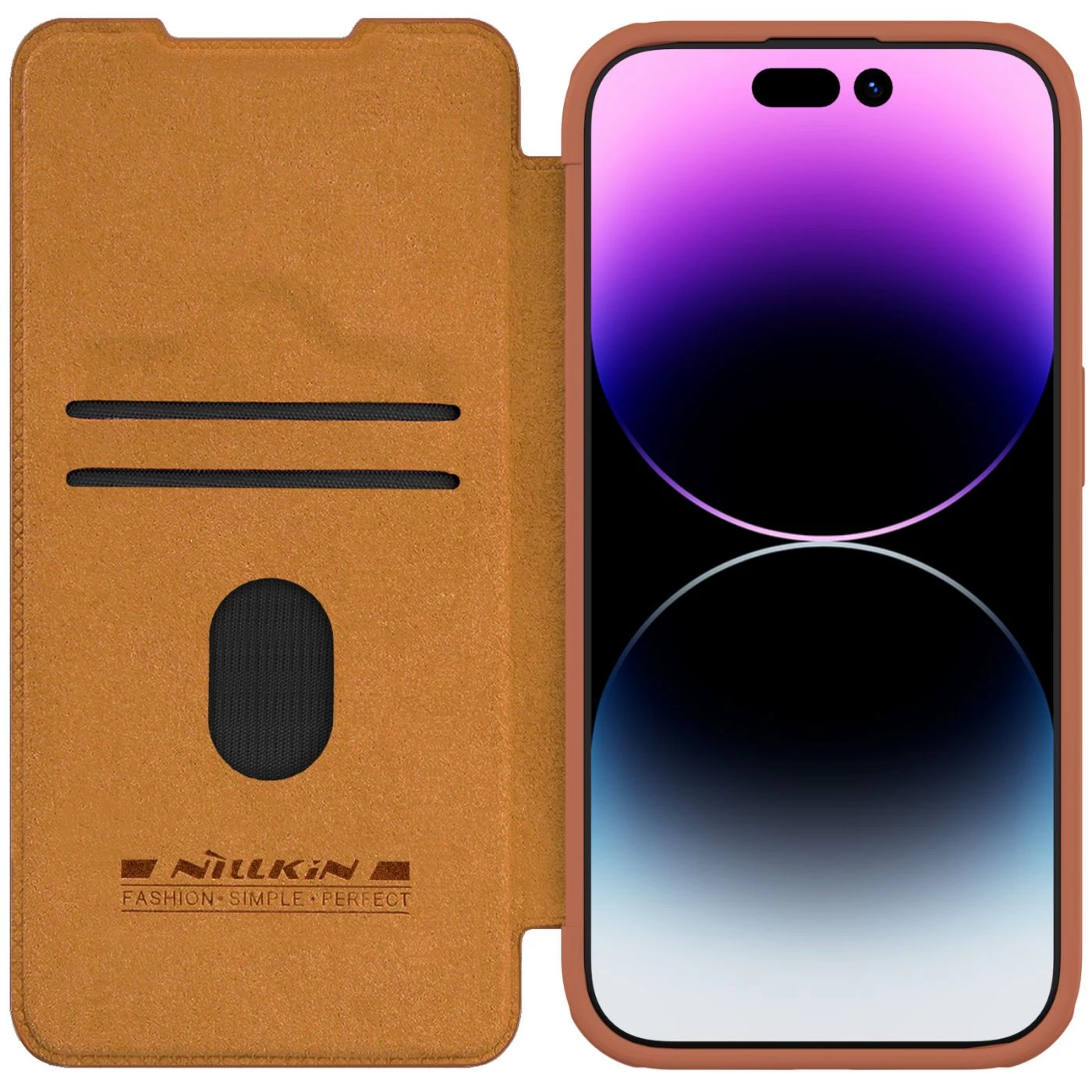 Apple iPhone 15 Pro Max suojakotelo ruskea NILLKIN QIN PRO LEATHER
